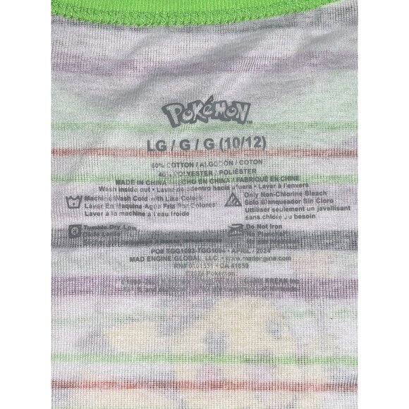 Pokemon Kids Halloween Pikachu T-Shirt Striped Short Sleeve Green Collar & Cuffs - Picture 4 of 10